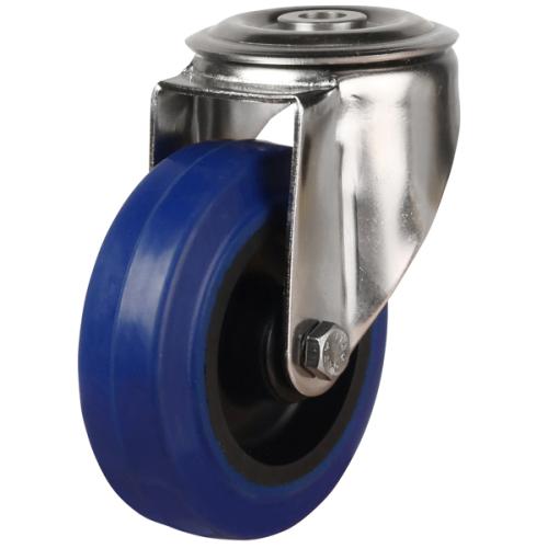 Medium Duty Stainless Steel 80mm Non-Marking Rubber Swivel Castor - 150kg Load