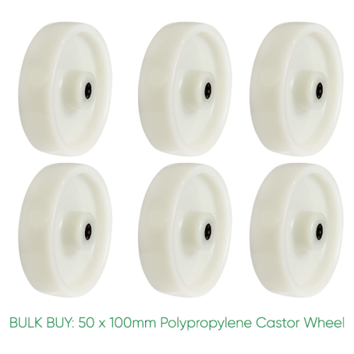 Bulk Buy x 50 / 100mm Polypropylene Wheel - | 180kg