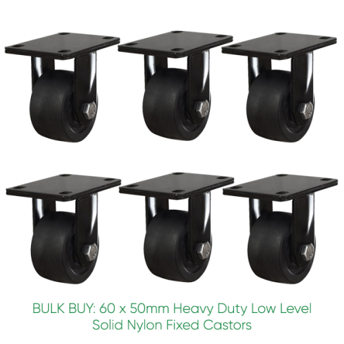 BULK BUY / 50mm Low Level Nylon Fixed Castor | 200kg