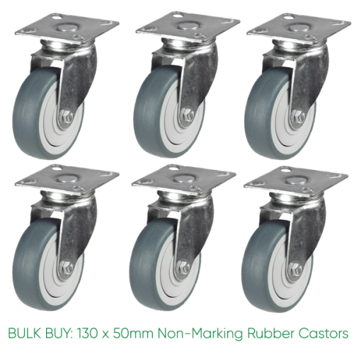 BULK BUY / 50mm Non-Marking Rubber Castor | 40kg
