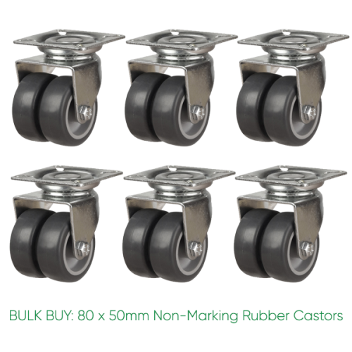 BULK BUY / 50mm Non-Marking Rubber Castor | 60kg