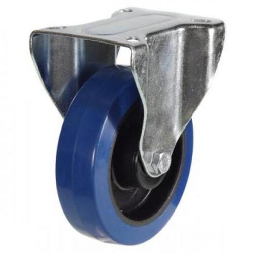 100mm Blue Elastic Rubber Fixed Castor Up To 180kg Capacity