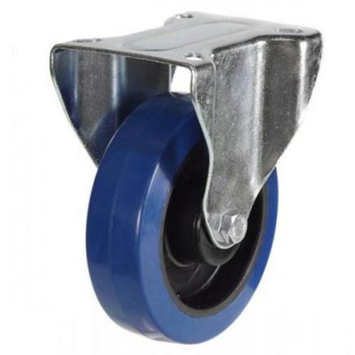 200mm Blue Elastic Rubber Fixed Castor Up To 350kg Capacity