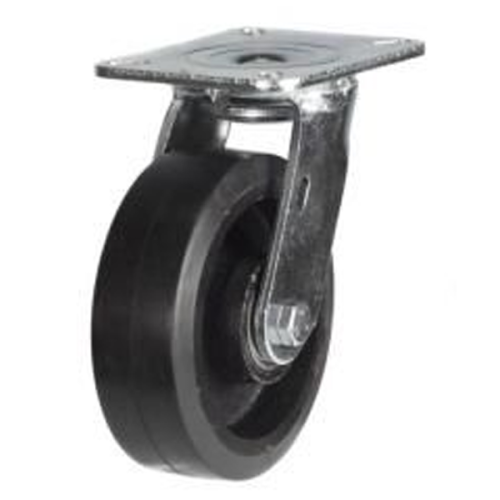 Heavy Duty 100mm Rubber on Cast Iron Swivel Castor - 210kg Load