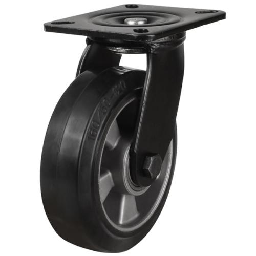 Heavy Duty 150mm Elastic Rubber on Aluminium Swivel Castor - 300kg Load