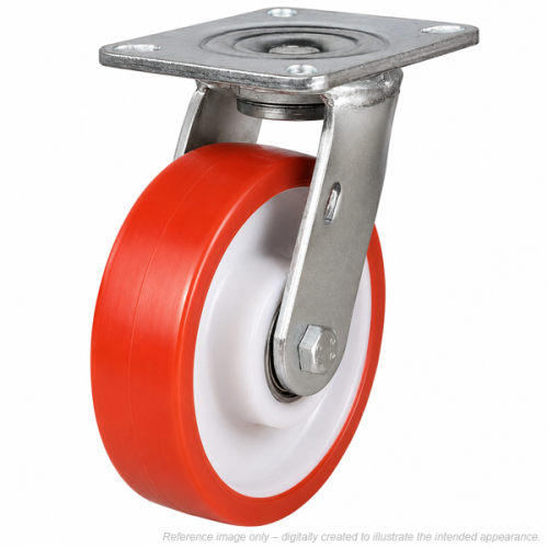 Heavy Duty 150mm Polyurethane on Nylon Swivel Castor - 500kg Load