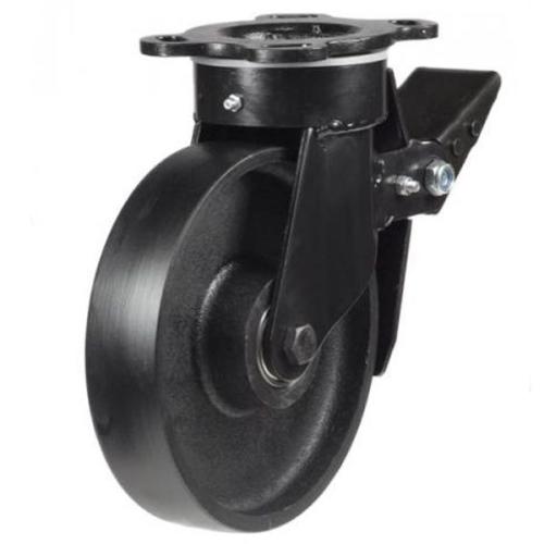 Extra Heavy Duty 250mm Cast Iron Swivel Braked Castor - 1300kg Load