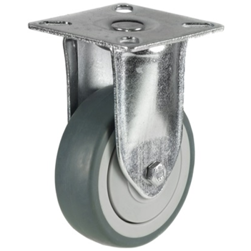 Light Duty 100mm Non-Marking Grey Rubber Fixed Castor - 80kg Load
