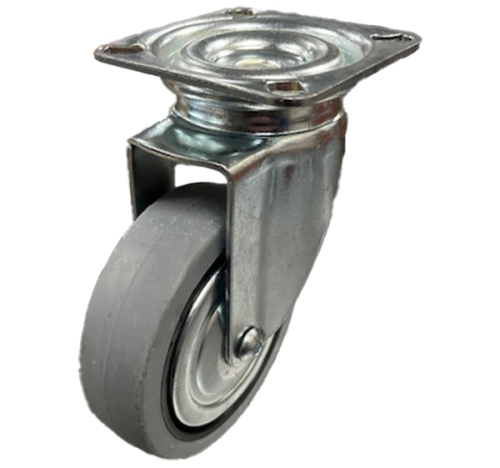 Light Duty 80mm Synthetic Non-Marking Rubber Swivel Castor - 100kg Load