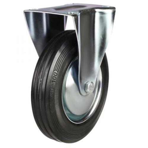 Medium Duty 150mm Rubber on Steel Fixed Castor - 150kg Load