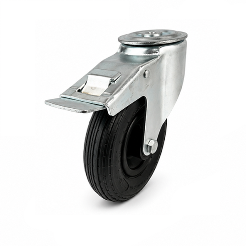 Medium Duty 200mm Pneumatic Swivel Braked Castor - 75kg Load