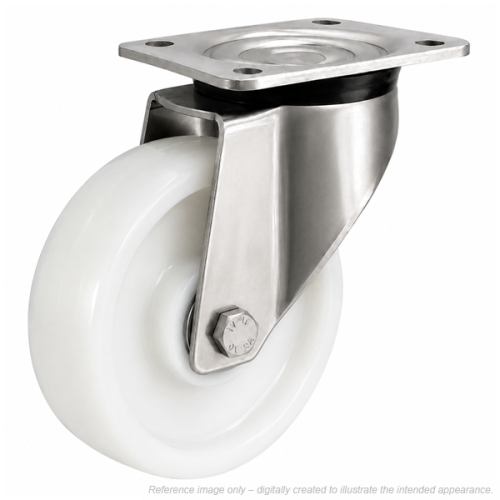 Heavy Duty Stainless Steel 125mm Nylon Swivel Castor - 700kg Load
