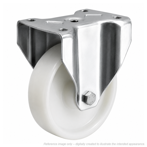 Heavy Duty Stainless Steel 150mm Nylon Fixed Castor - 800kg Load